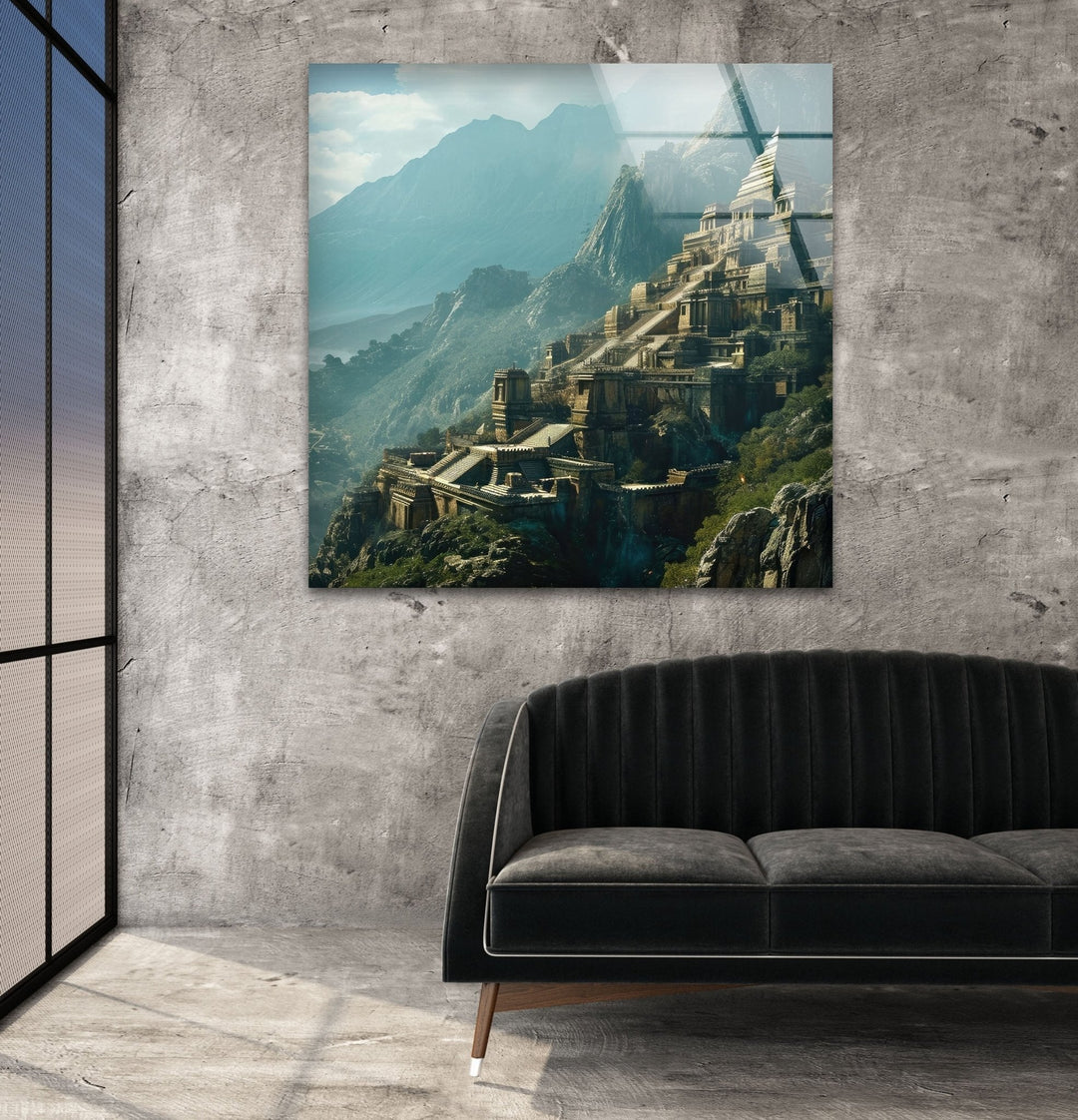 Ancient Indian City Glass Wall Art photo print on glass, prints on glass wall art

