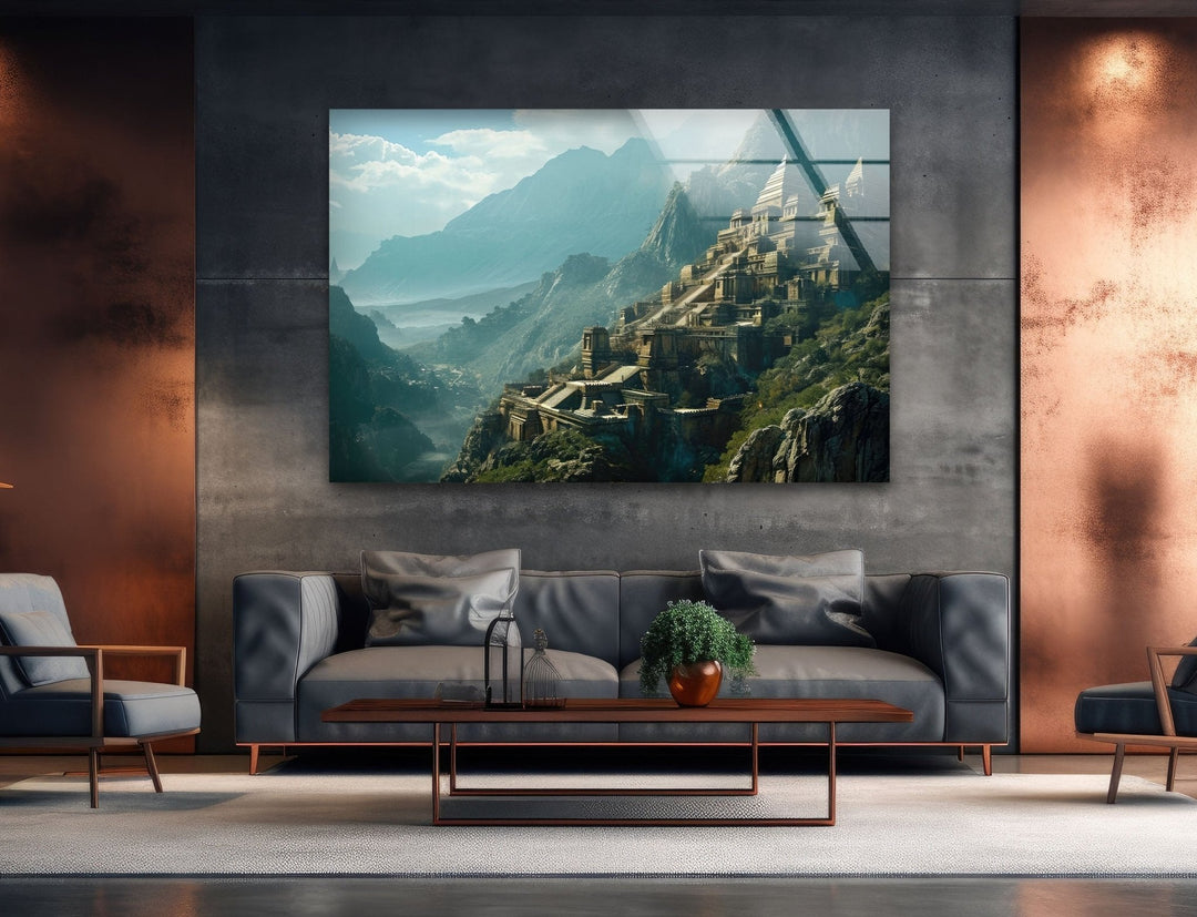 Ancient Indian City Glass Wall Art print on glass, glass printed photos
