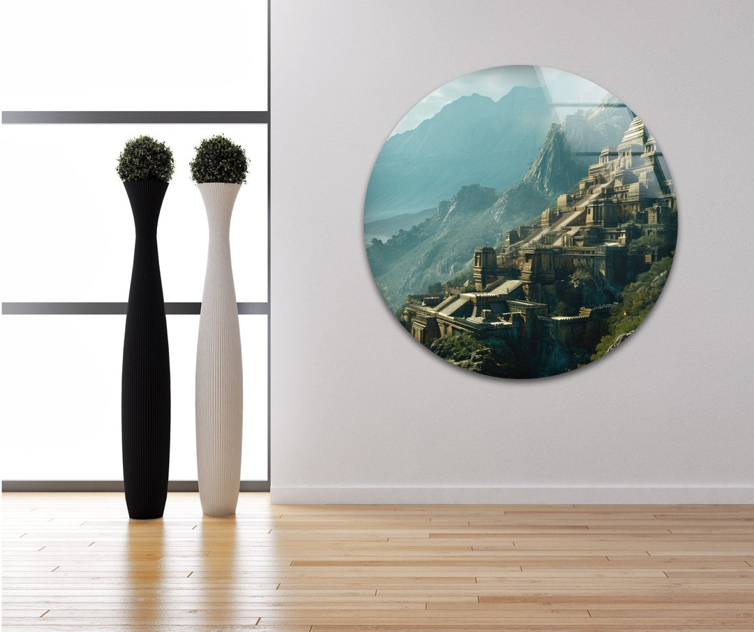 Ancient Indian City Glass Wall Art glass art painting, glass art for the Wall

