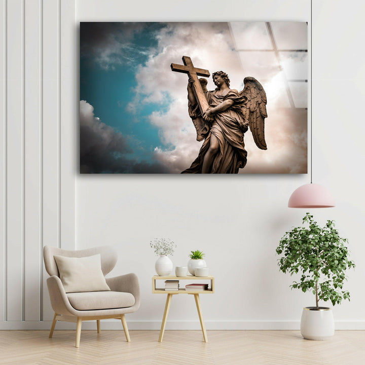 Angel With The Sudarium Glass Wall Art
