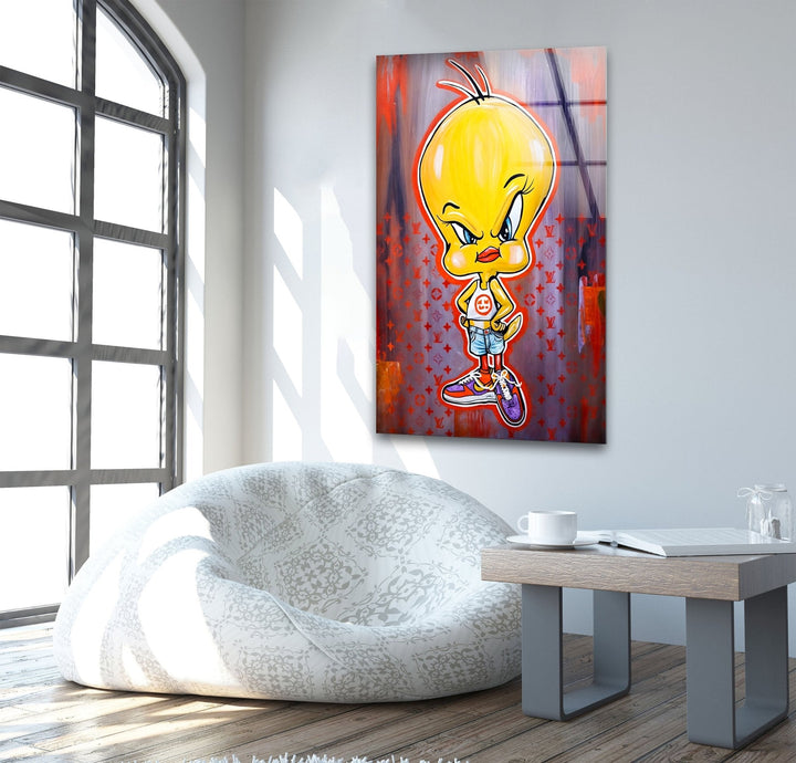Angry Chick Glass Wall Art custom glass photo prints, large glass prints
