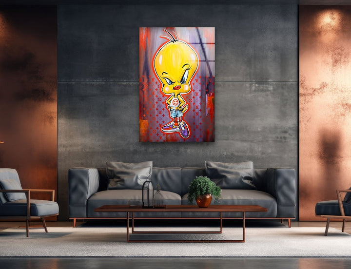 Angry Chick Glass Wall Art custom glass pictures, glass art prints
