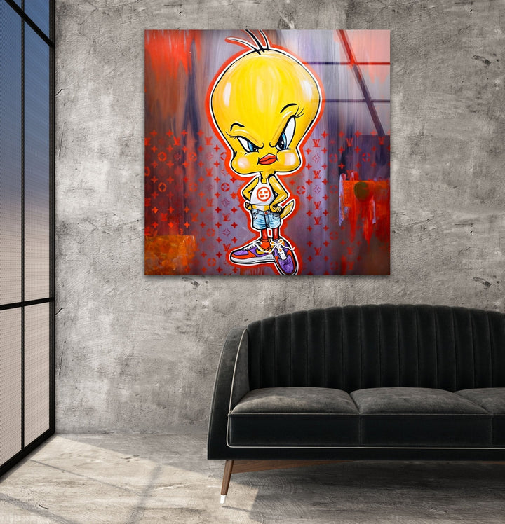 Angry Chick Glass Wall Art Glass Printing Wall Art, Print photos on glass
