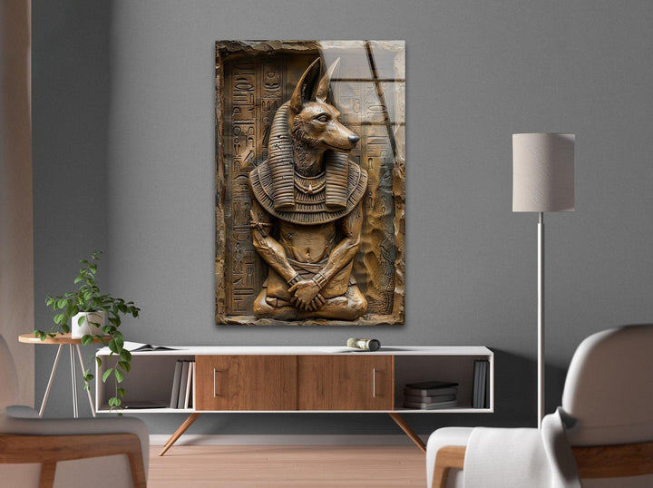 Anubis-Statue, Wandkunst aus Glas
