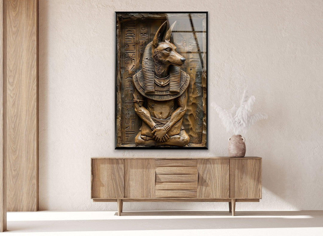 Anubis-Statue, Wandkunst aus Glas