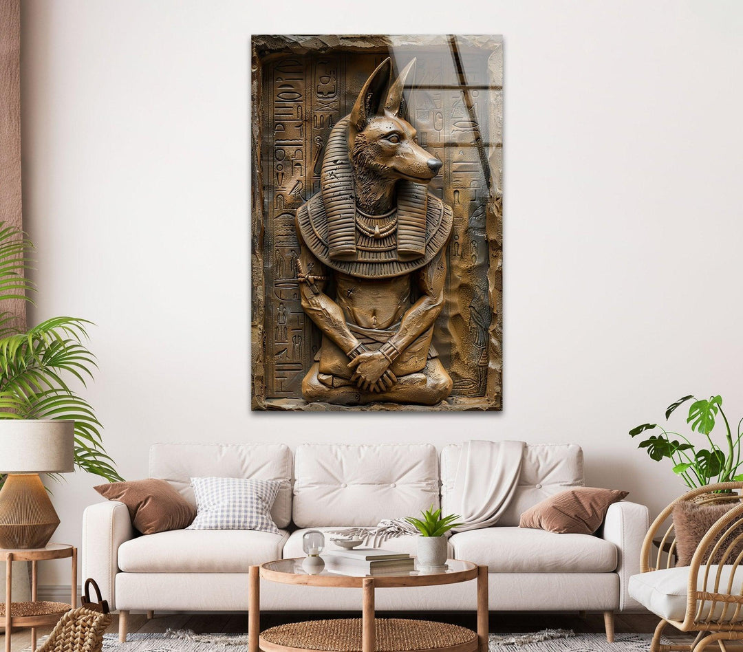 Anubis-Statue, Wandkunst aus Glas