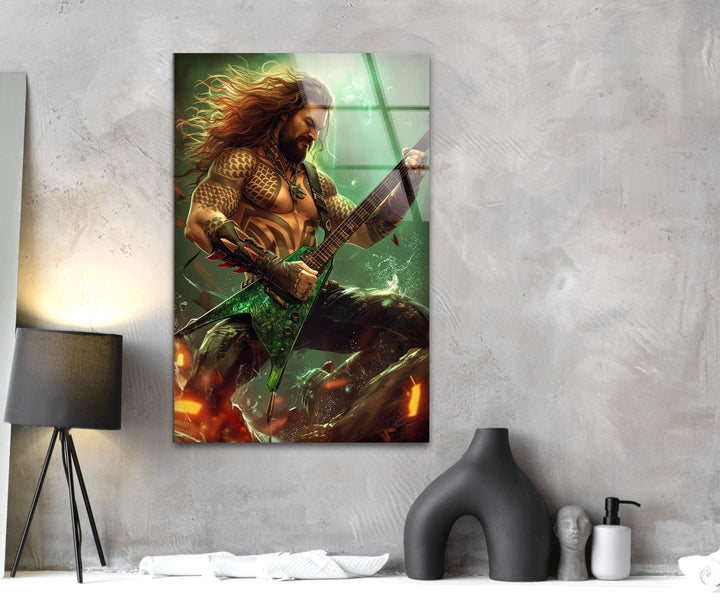Aquaman-Gitarrist-Wandkunst aus Glas
