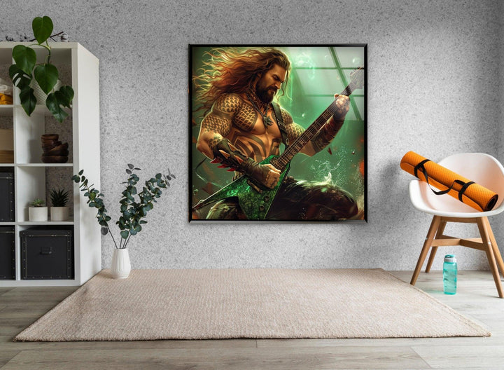 Aquaman-Gitarrist-Wandkunst aus Glas