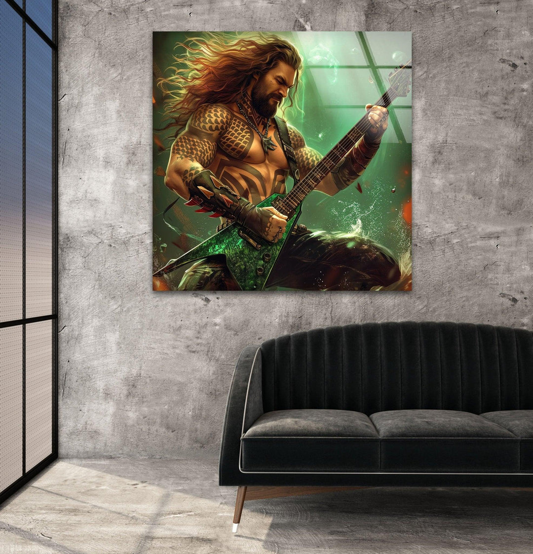 Aquaman-Gitarrist-Wandkunst aus Glas