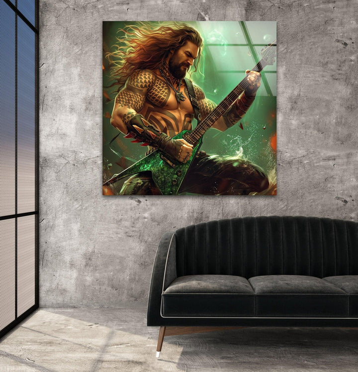 Aquaman-Gitarrist-Wandkunst aus Glas