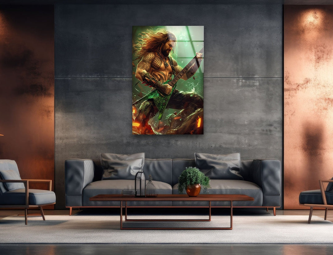 Aquaman-Gitarrist-Wandkunst aus Glas