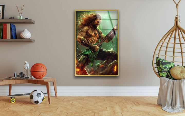 Aquaman-Gitarrist-Wandkunst aus Glas