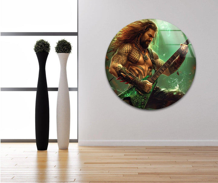 Aquaman-Gitarrist-Wandkunst aus Glas