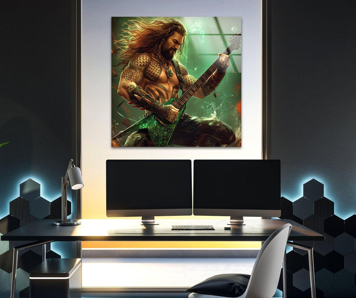 Aquaman-Gitarrist-Wandkunst aus Glas