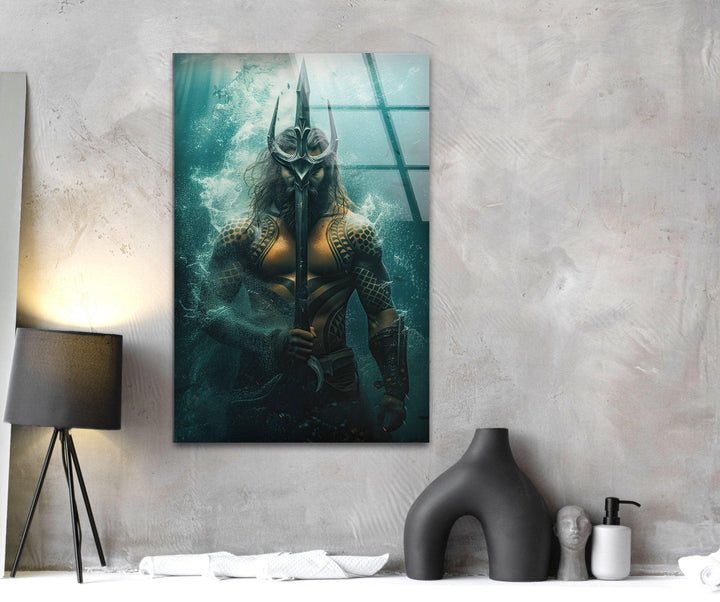 Aquaman's Spear Glass Wall Art glass art painting, glass art for the Wall
