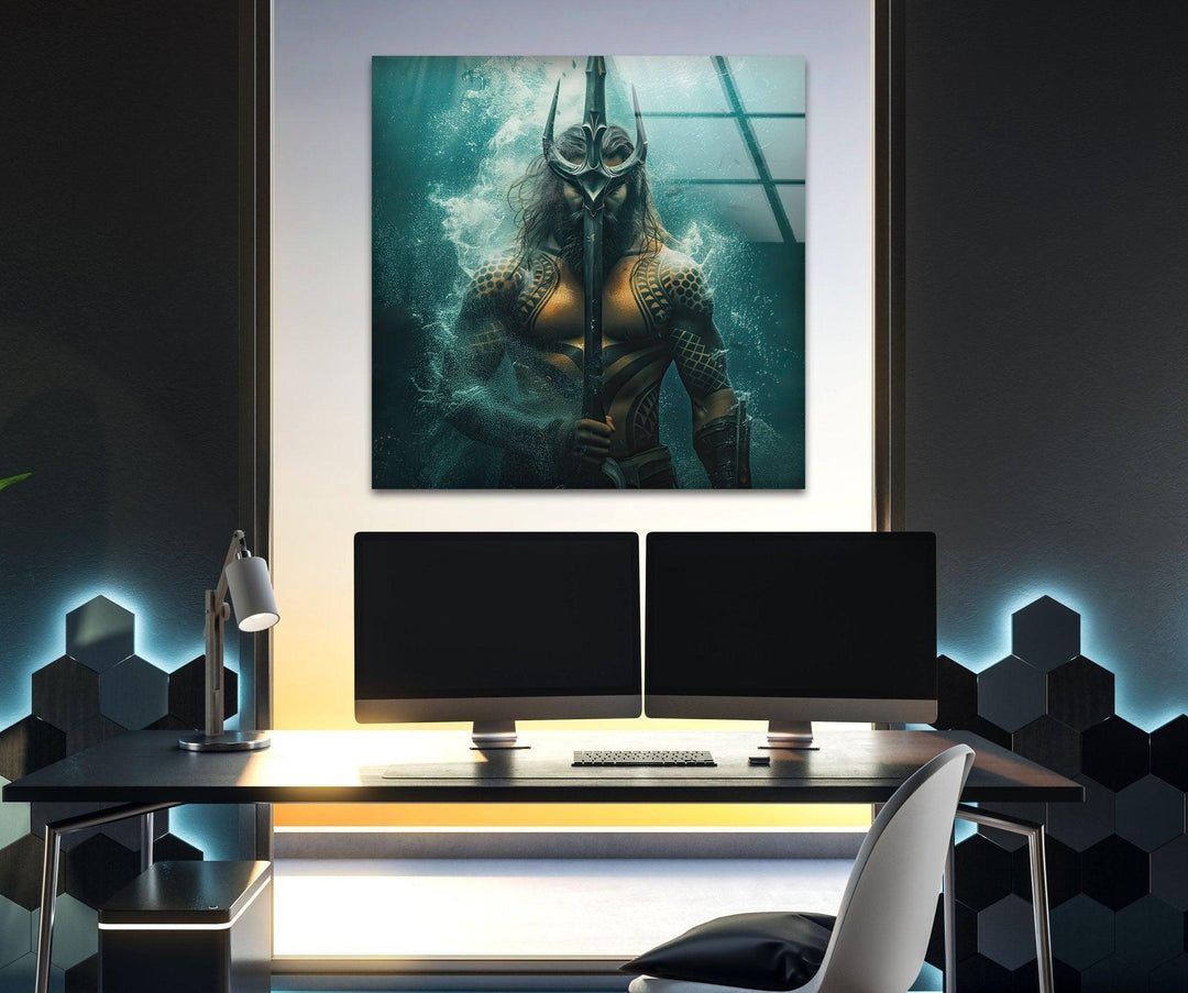 Aquaman's Spear Glass Wall Art print picture on glass, Tempered Glass Wall Art
