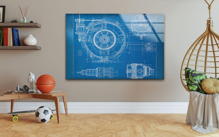 Architecture Drawing Glass Wall Art