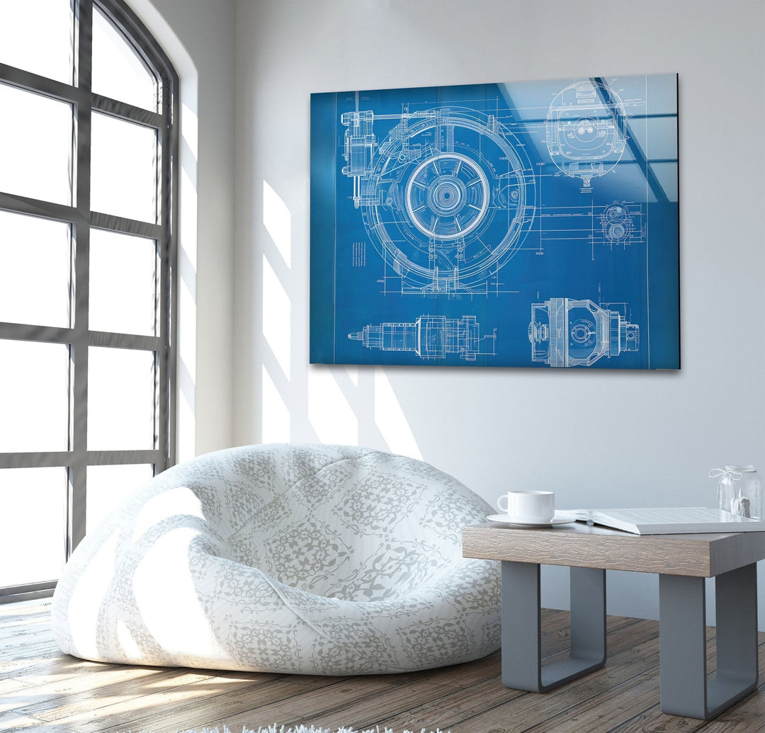Architecture Drawing Glass Wall Art