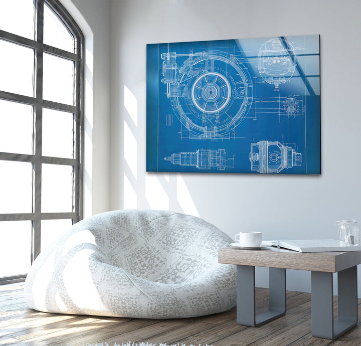 Architecture Drawing Glass Wall Art