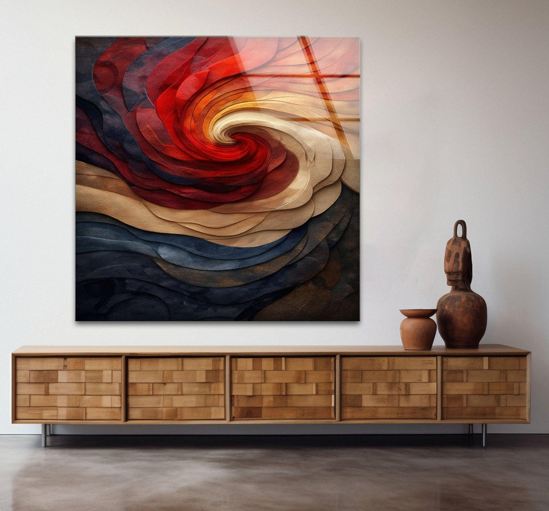 Künstlerische geprägte Spirale in den Farben der Glaswandkunst