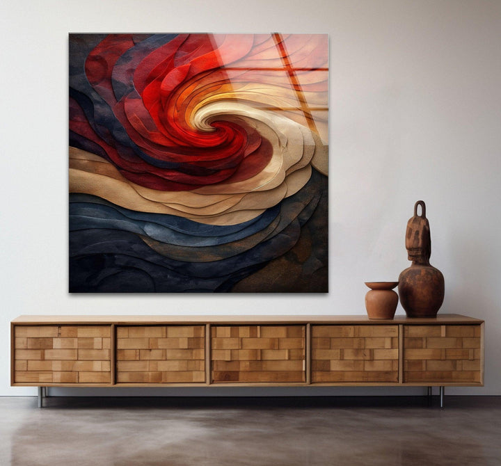 Künstlerische geprägte Spirale in den Farben der Glaswandkunst