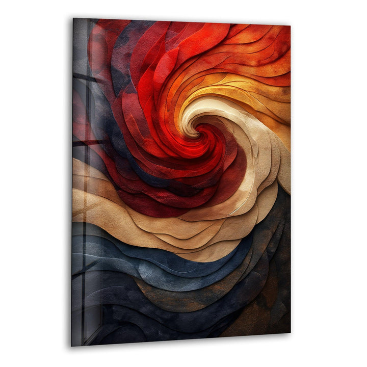 Künstlerische geprägte Spirale in den Farben der Glaswandkunst