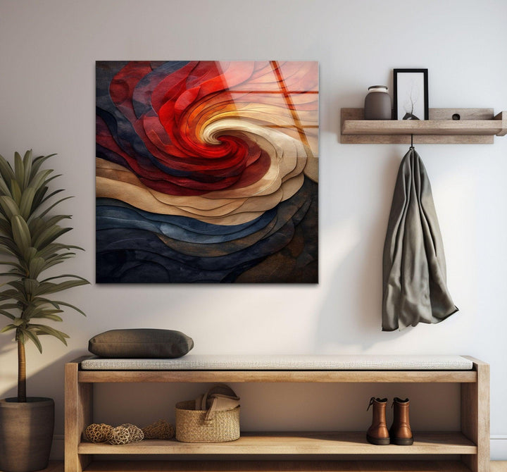 Künstlerische geprägte Spirale in den Farben der Glaswandkunst