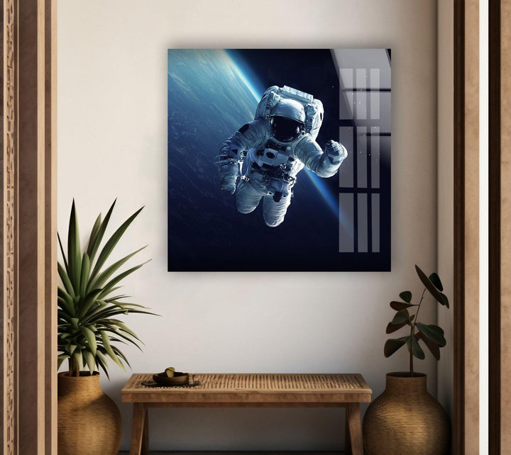 Astronaut At Spacewalk Glass Wall Art, Glass Printing Wall Art, Print photos on glass