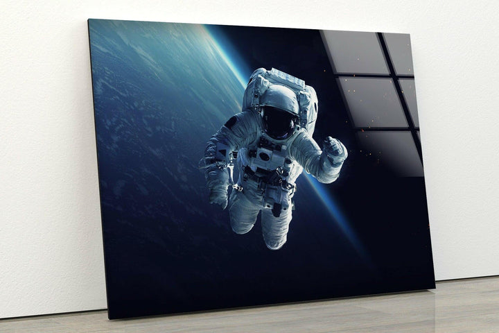 Astronaut At Spacewalk Glass Wall Art, stained glass wall art, stained glass wall decor
