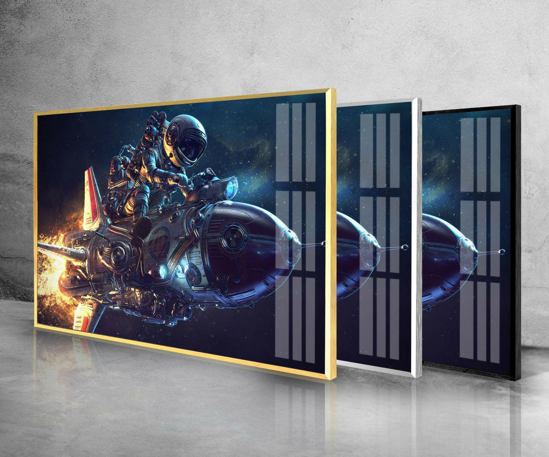 Astronaut On Rocket Glass Wall Art, Glass Printing Wall Art, Print photos on glass