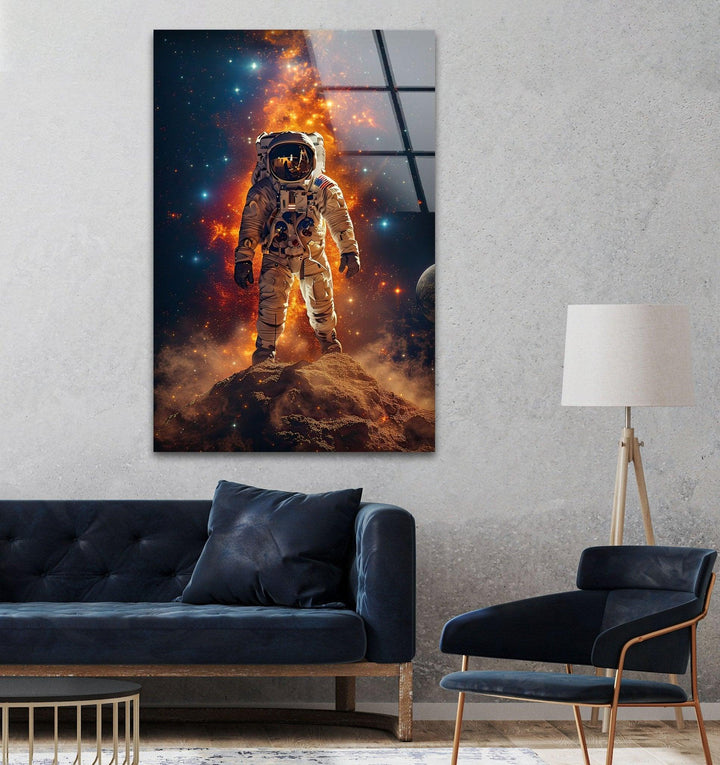 Astronaut on the Moon Glass Wall Art, glass pictures for Wall, glass prints wall art