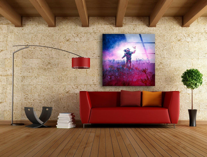 Astronaut With Butterfly Glass Wall Art, art glass wall art, glass wall art pictures