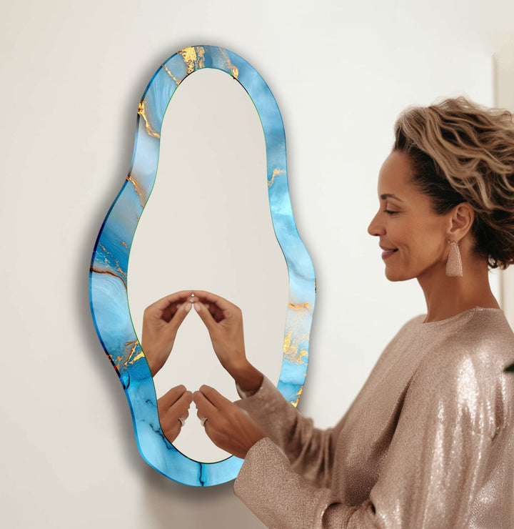 Decorative wall mirror with a contemporary design, perfect for adding elegance to any space
