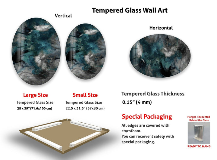 Asymmetrische ovale abstrakte Wandkunst aus Rauchglas