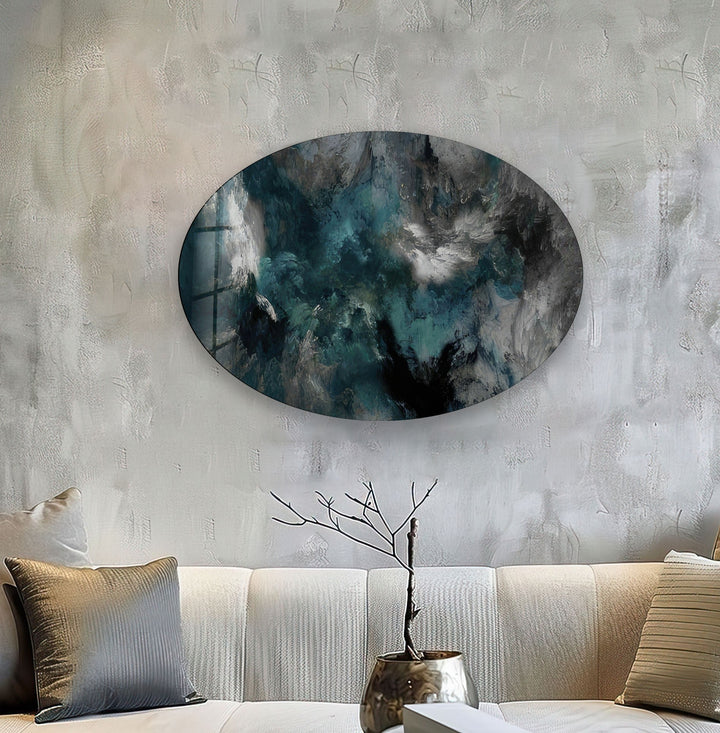 Asymmetric Oval Abstract Smokey Glass Wall Art stained glass wall art, stained glass wall decor
