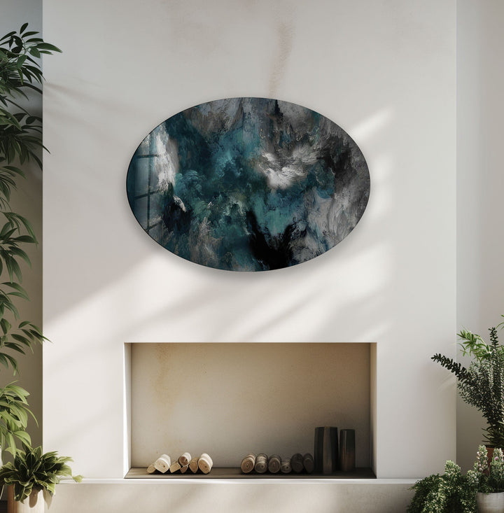 Asymmetric Oval Abstract Smokey Glass Wall Art glass photo prints, glass picture prints
