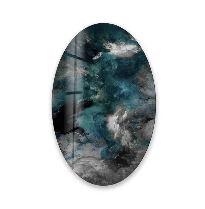 Asymmetric Oval Abstract Smokey Glass Wall Art Glass Printing Wall Art, Print photos on glass
