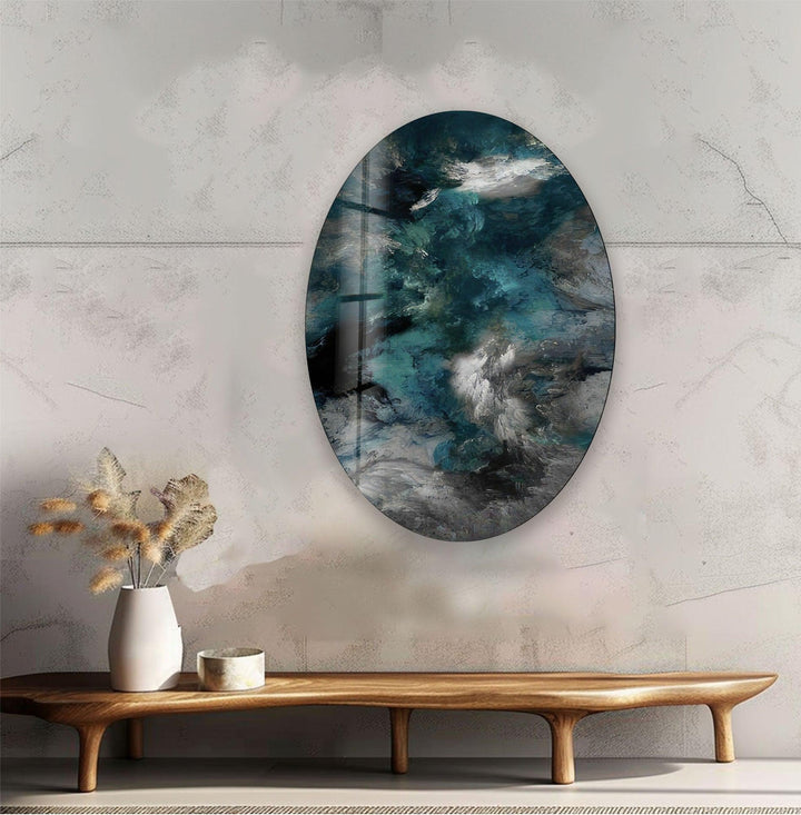 Asymmetric Oval Abstract Smokey Glass Wall Art glass image printing, glass prints from photos
