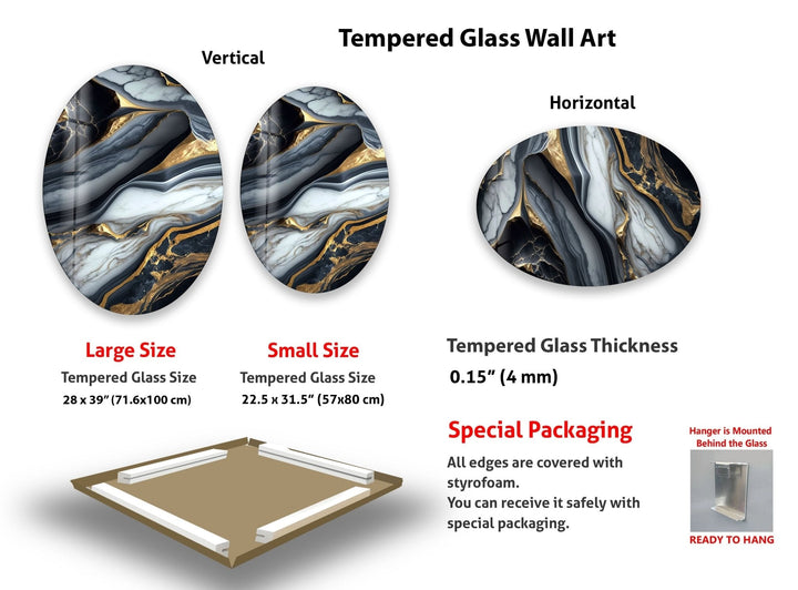 Asymmetrische ovale Wandkunst aus schwarzem Epoxidglas