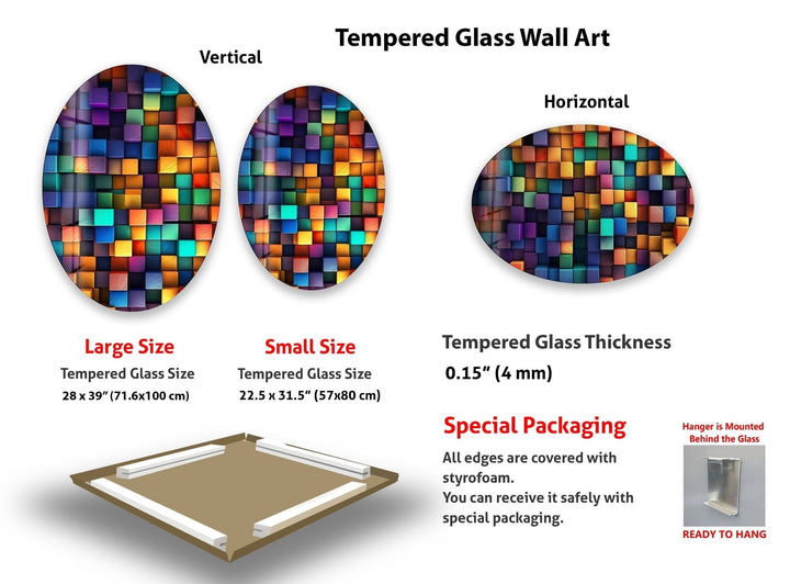 Asymmetrische ovale farbige Würfel Glaswandkunst