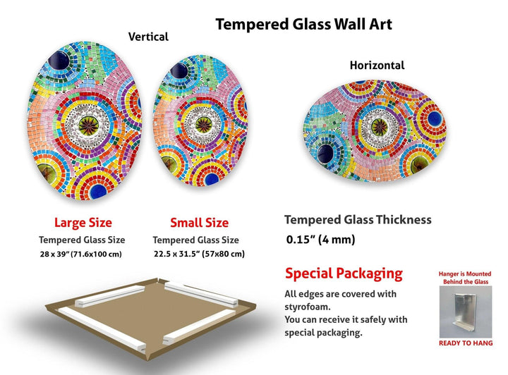 Asymmetrische ovale farbige Mosaikglas-Wandkunst