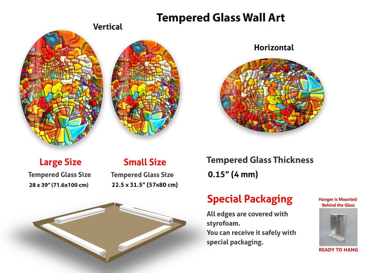 Asymmetrische ovale farbige Buntglas-Wandkunst