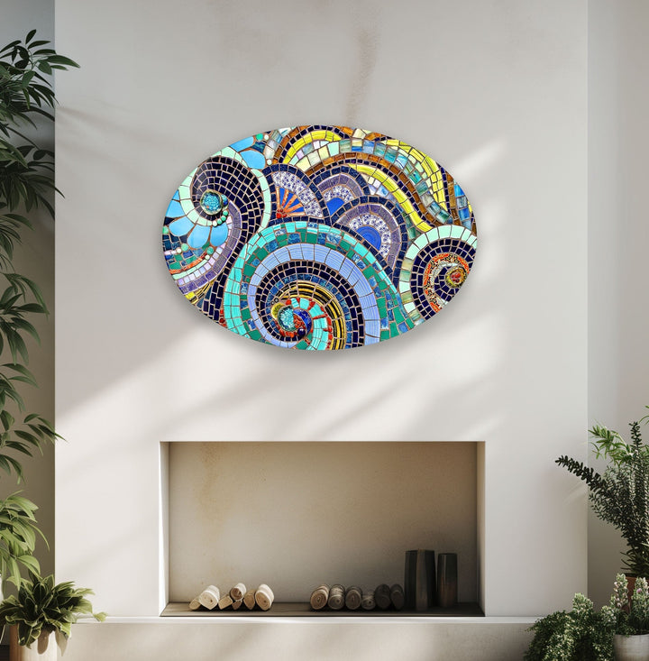Asymmetrische ovale bunte Glaswandkunst