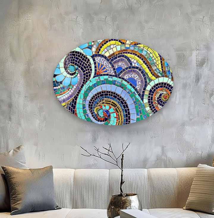 Asymmetrische ovale bunte Glaswandkunst