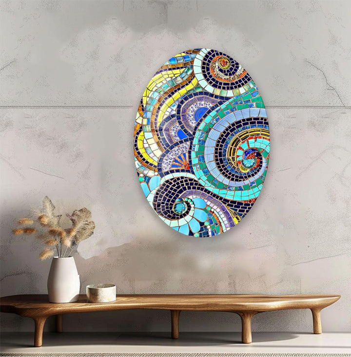 Asymmetrische ovale bunte Glaswandkunst