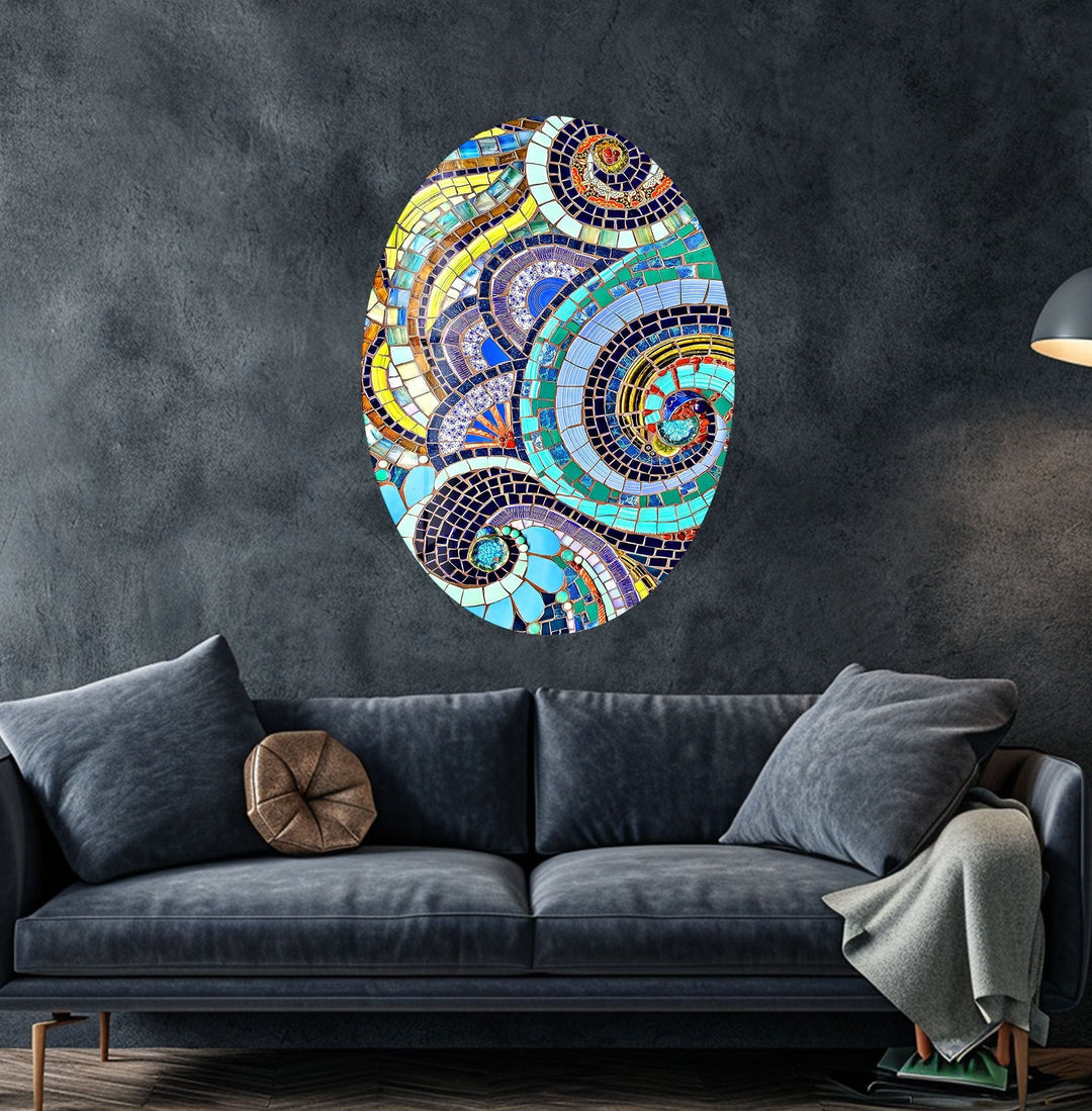 Asymmetrische ovale bunte Glaswandkunst