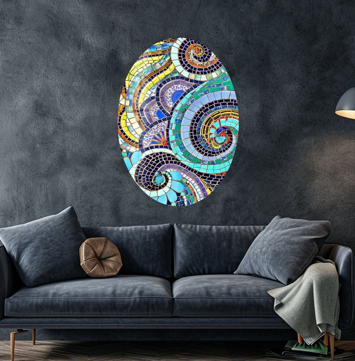 Asymmetrische ovale bunte Glaswandkunst