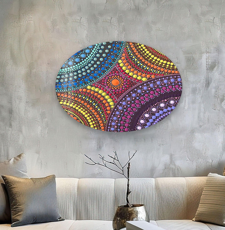 Asymmetric Oval Colorful Stained Glass Wall Art glass image printing, glass prints from photos

