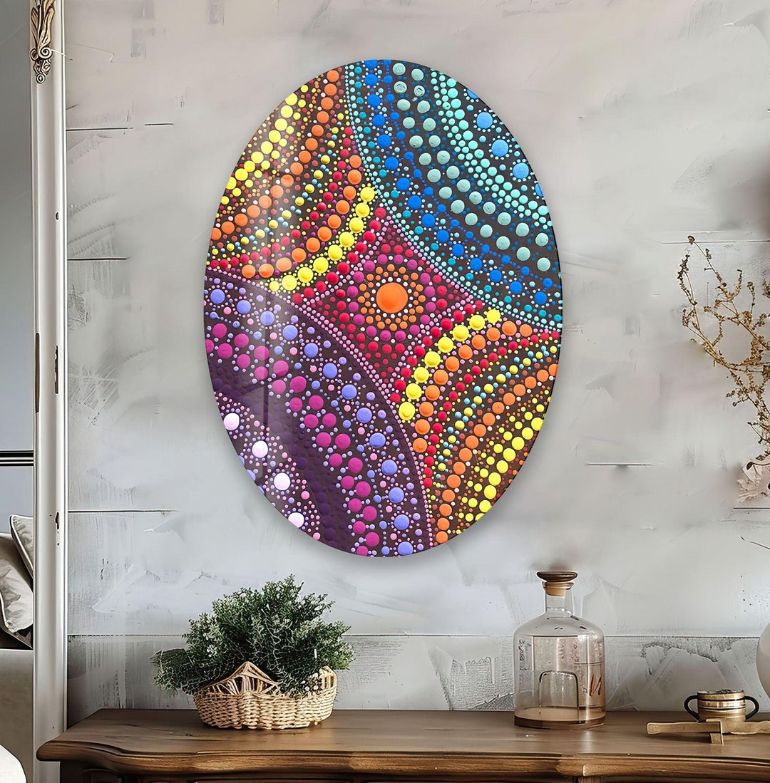 Asymmetric Oval Colorful Stained Glass Wall Art glass art painting, glass art for the Wall
