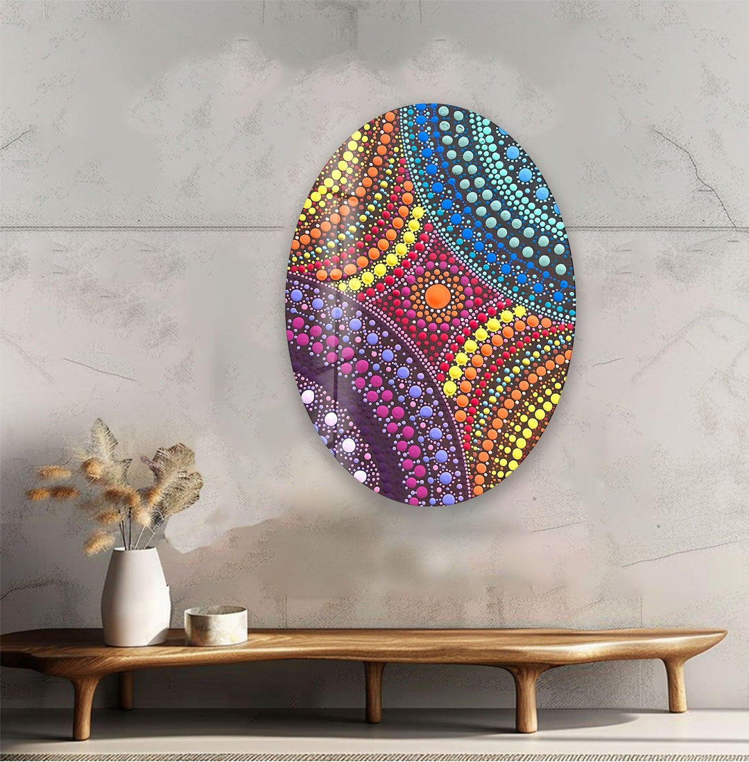 Asymmetric Oval Colorful Stained Glass Wall Art glass photo prints, glass picture prints
